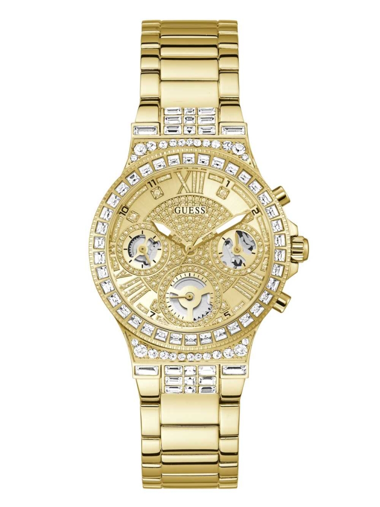 Multicolor Women\'s GUESS Gold-Tone and Rhinestone Multifunction Watches | USA89CVXUY