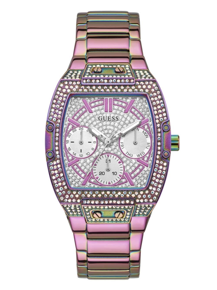 Multicolor Women\'s GUESS Iridescent Rhinestone Multifunction Watches | USA32QYKMU