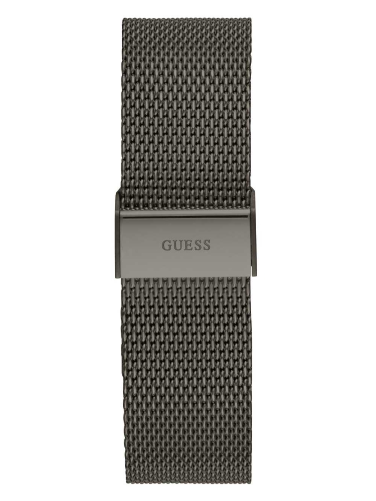 Obsidian Men's GUESS Gunmetal And Blue Mesh Multifunctional Watches | USA93ZHJSI