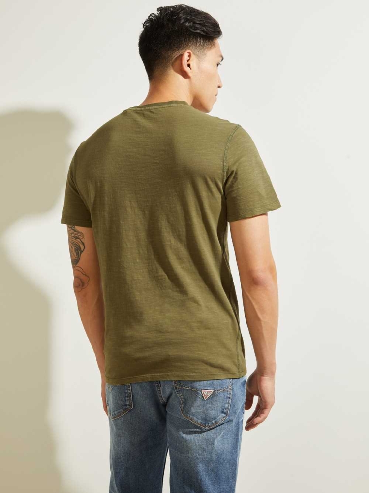 Olive Men's GUESS G Stamp T-Shirts | USA46MQJZK