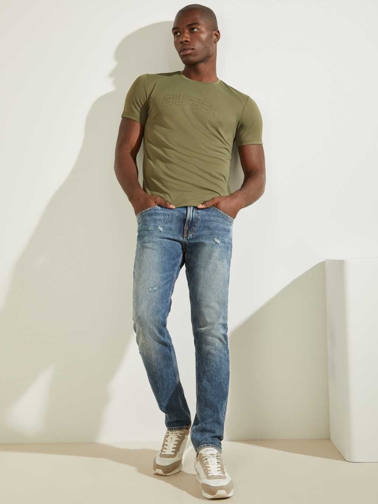 Olive Men's GUESS Korey T-Shirts | USA82RDTHY