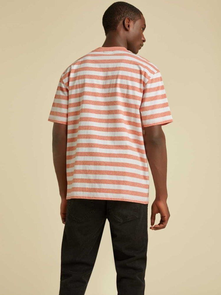 Orange Men's GUESS Originals Striped T-Shirts | USA51DLTNR