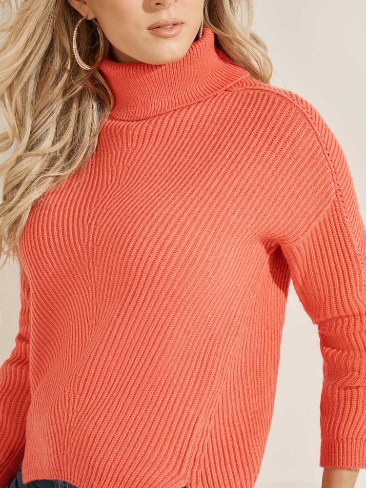 Orange Women's GUESS Doni Turtleneck Sweaters | USA07VHWXI