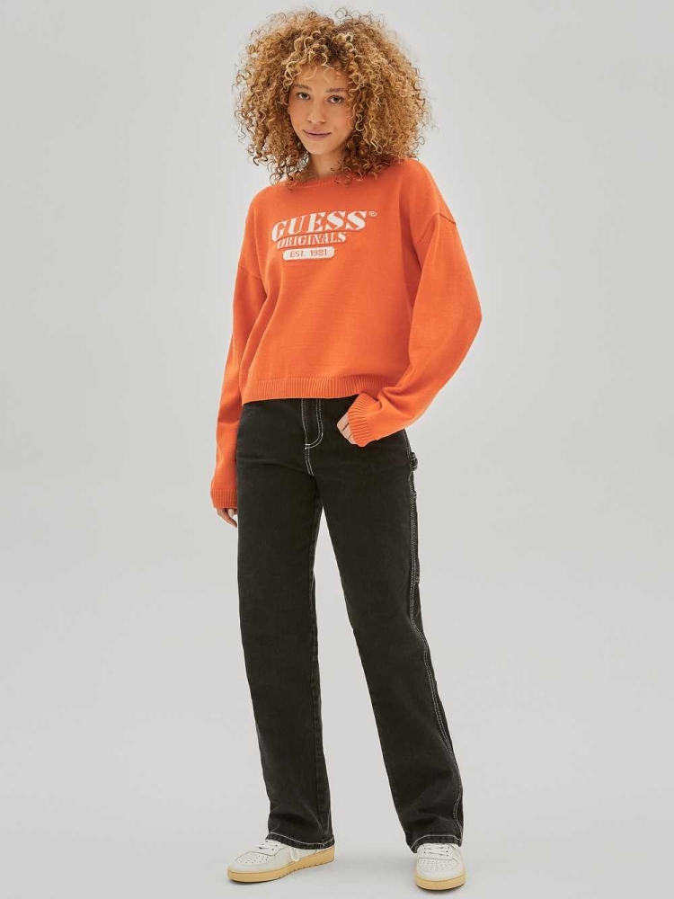 Orange Women's GUESS Originals Logo Sweaters | USA27GUWYR