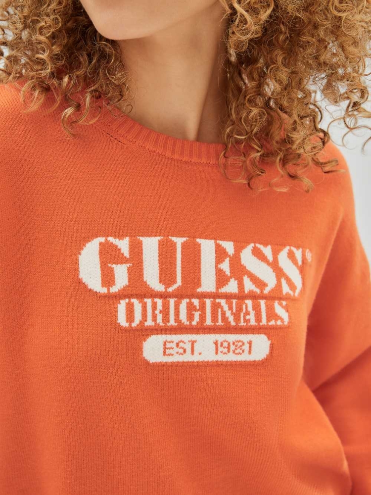 Orange Women's GUESS Originals Logo Sweaters | USA27GUWYR