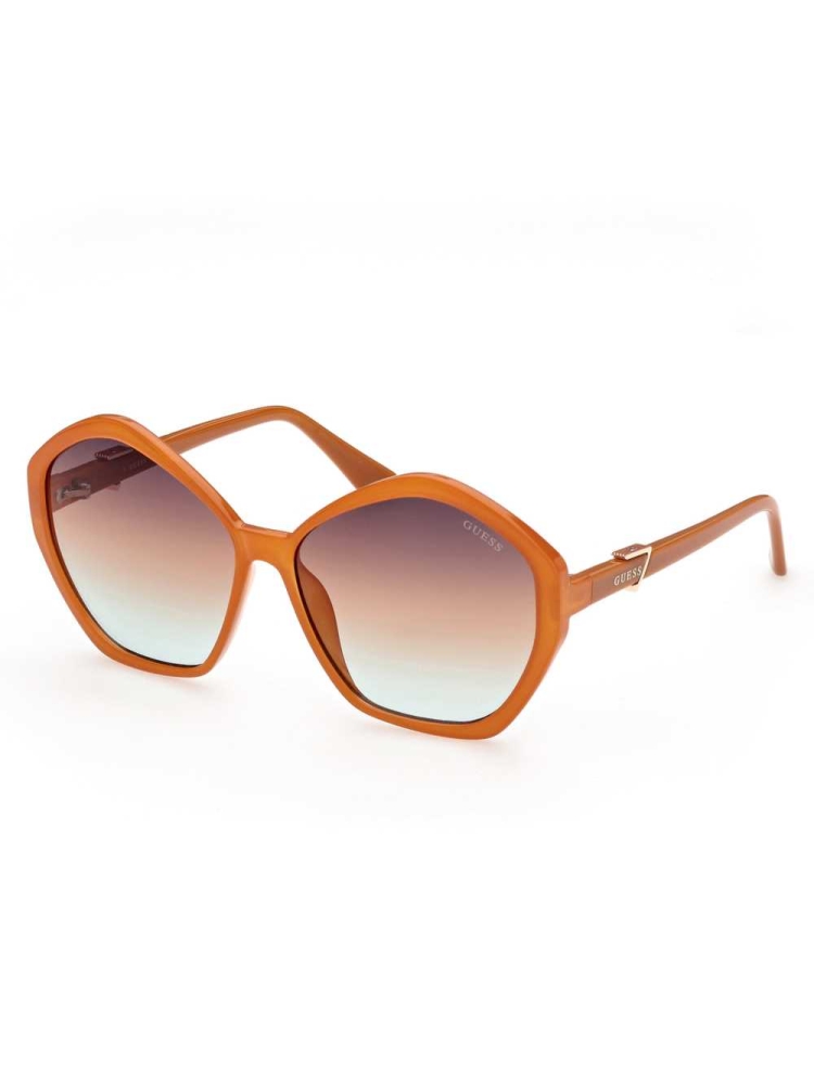 Orange Women's GUESS Oversized Geometric Logo Sunglasses | USA82QGHYF