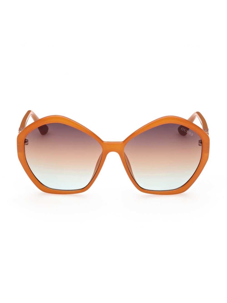 Orange Women\'s GUESS Oversized Geometric Logo Sunglasses | USA82QGHYF