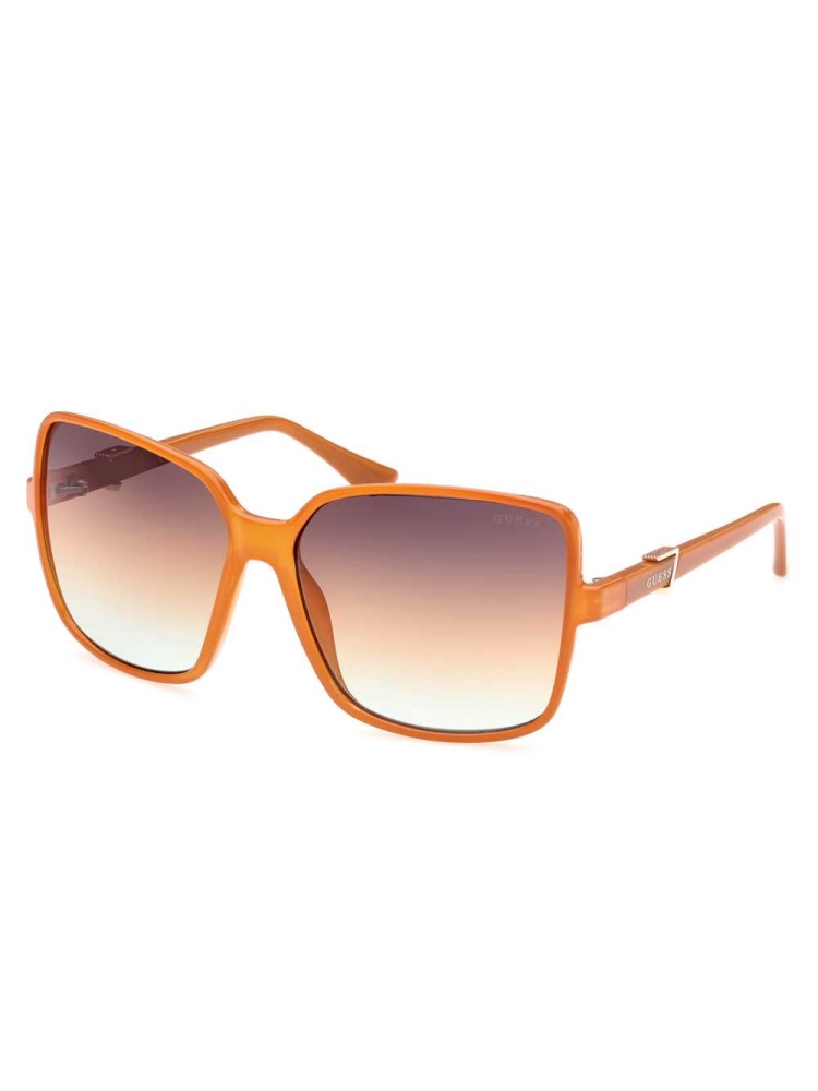 Orange Women's GUESS Oversized Square Logo Sunglasses | USA21UGRXH