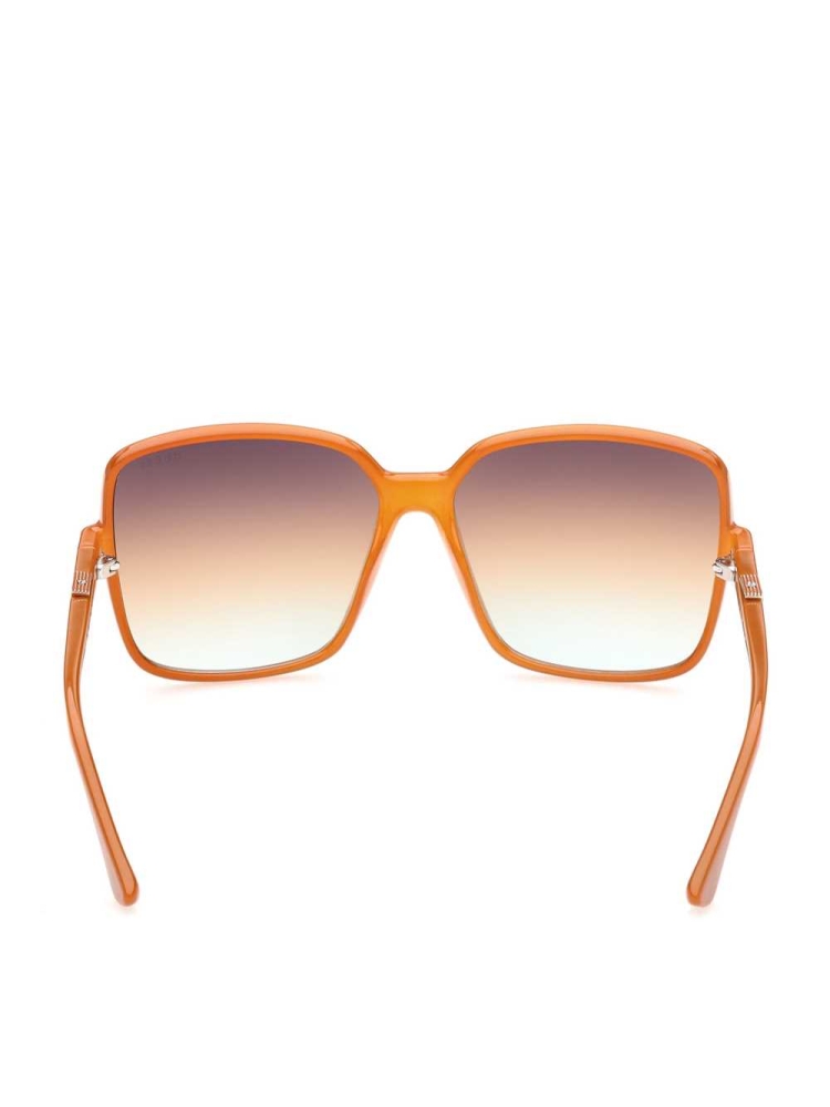 Orange Women's GUESS Oversized Square Logo Sunglasses | USA21UGRXH