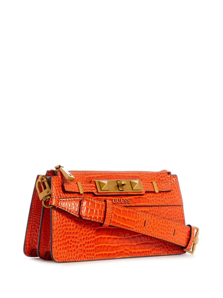 Orange Women's GUESS Raffie Mini Crossbodies | USA79CXENM