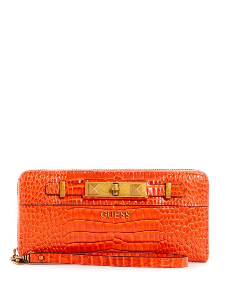 Orange Women\'s GUESS Raffie Zip-Around Crossbodies | USA85FJNUA