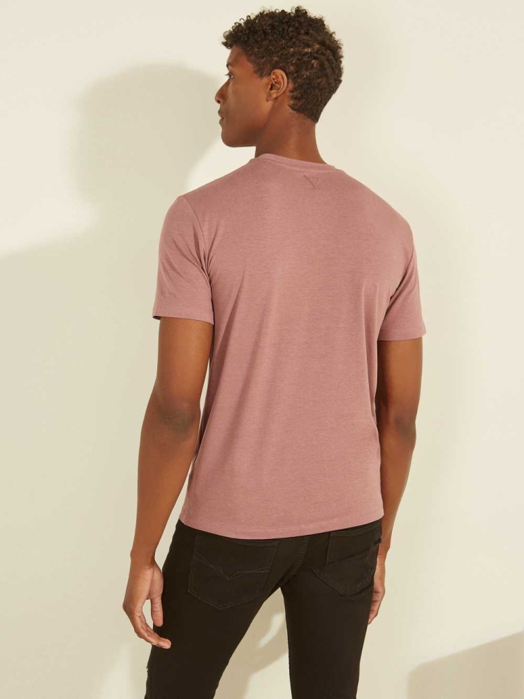 Pink Men's GUESS Eco Alphy T-Shirts | USA35BXYCR