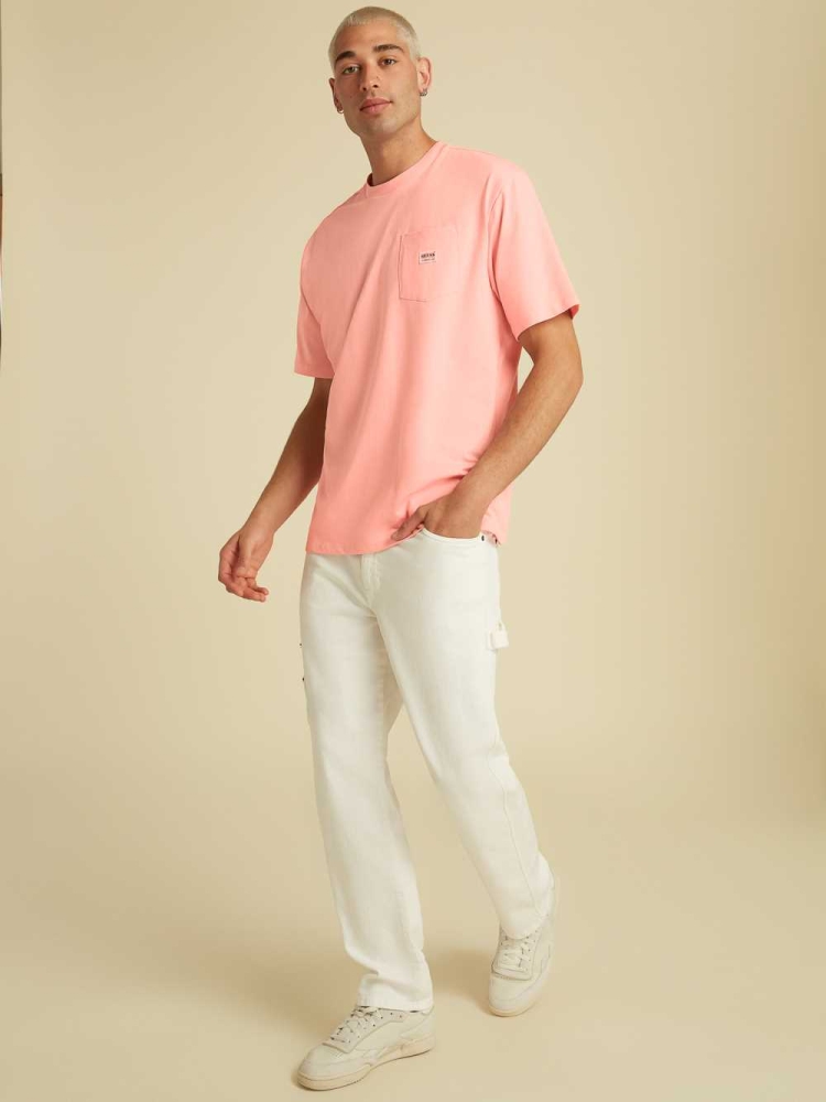 Pink Men's GUESS Originals Kit Pocket T-Shirts | USA48XVRWL