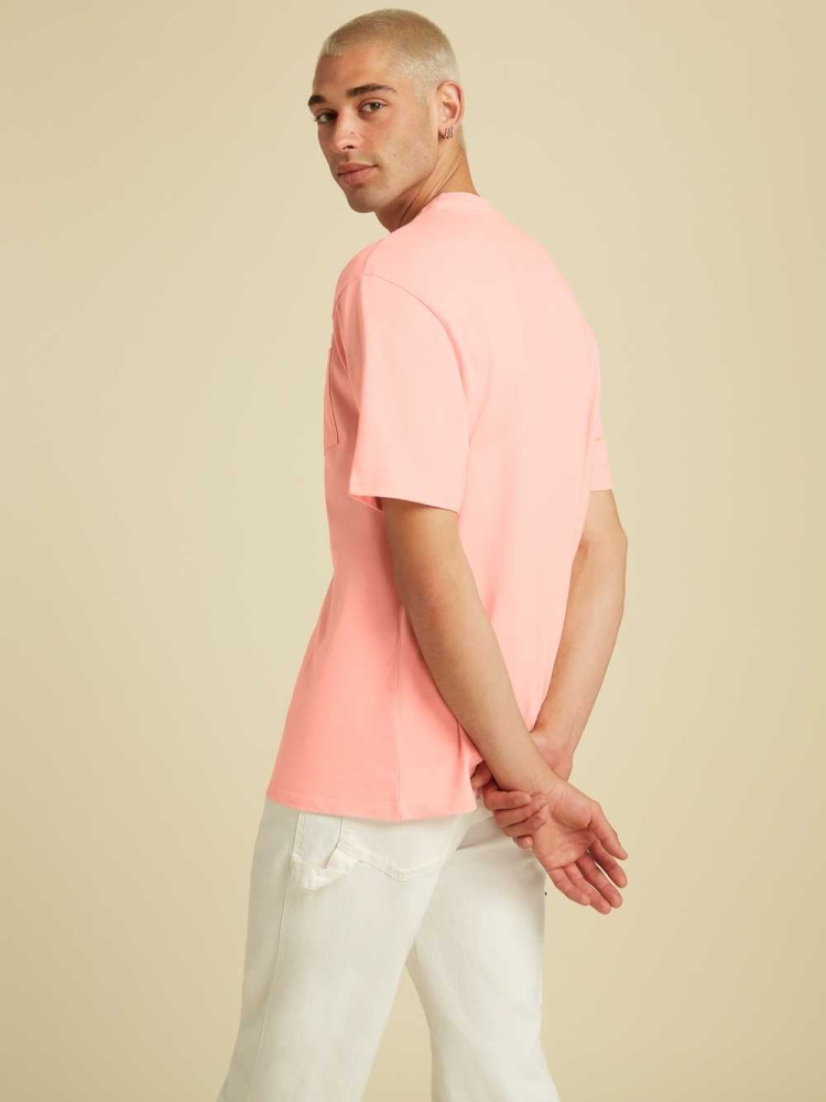 Pink Men's GUESS Originals Kit Pocket T-Shirts | USA48XVRWL