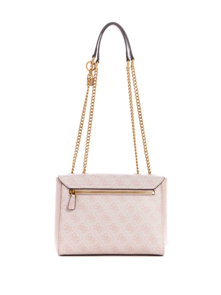 Pink White Women's GUESS Cordelia Logo Convertible Crossbodies | USA27LEFTQ