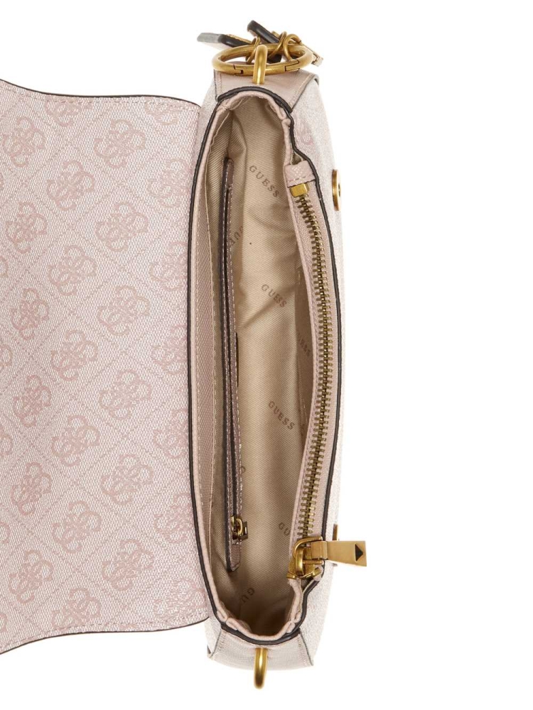 Pink White Women's GUESS Cordelia Logo Flap Shoulder Bags | USA85IPFVS