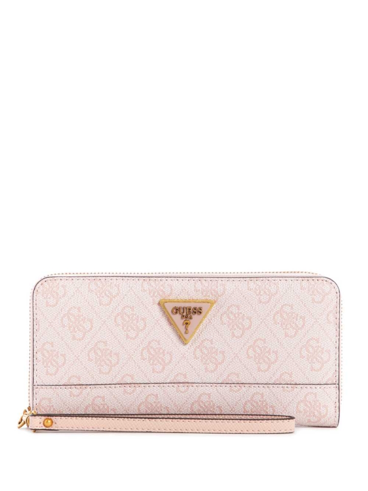 Pink White Women\'s GUESS Cordelia Logo Large Zip-Around Wallets | USA20TVFPO