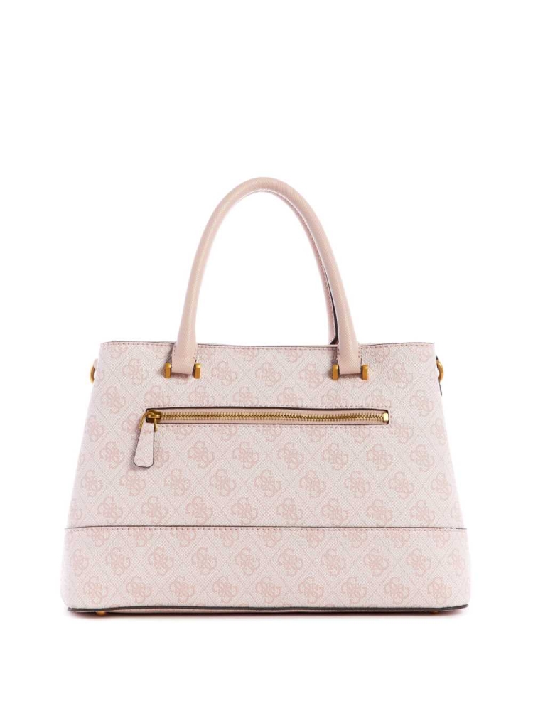 Pink White Women's GUESS Cordelia Logo Luxury Satchels | USA53YSUNL