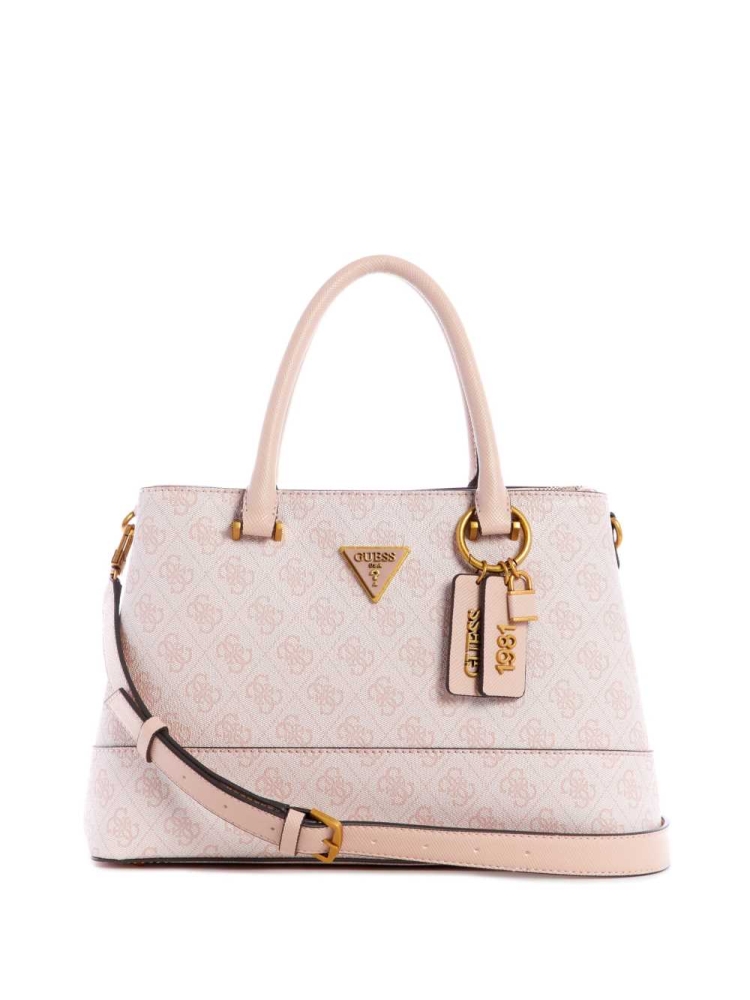 Pink White Women\'s GUESS Cordelia Logo Luxury Satchels | USA53YSUNL