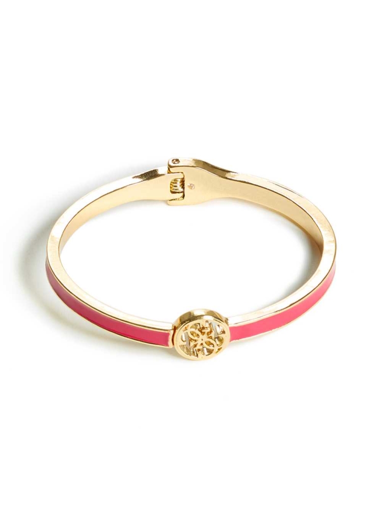 Pink Women's GUESS Enamel Logo Bangle Ring | USA07FKAUD