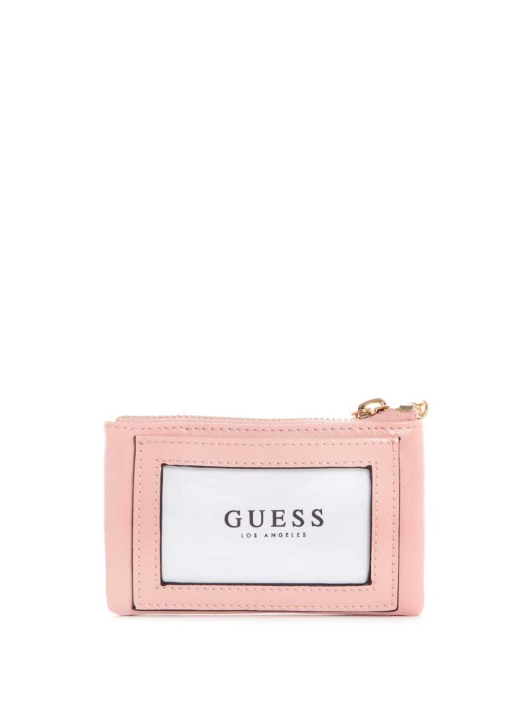 Pink Women's GUESS Layla Zip Pouch Wallets | USA46TWGAO