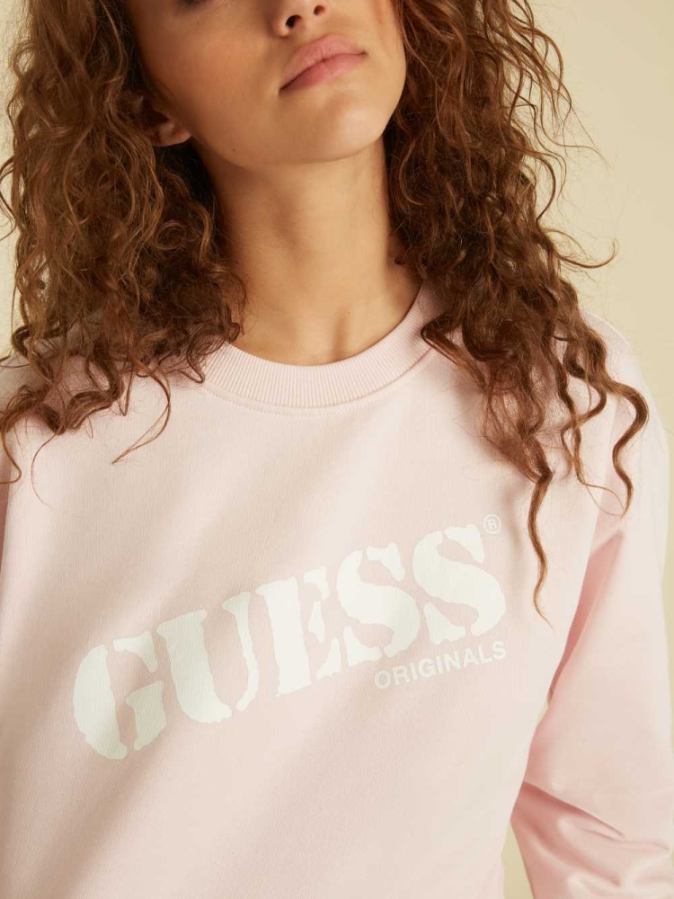 Pink Women's GUESS Originals Kit Sweatshirt | USA15HZWGX