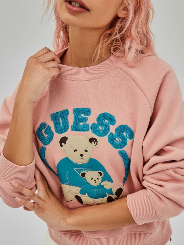 Pink Women's GUESS Spence Sweatshirt | USA92QKHZX