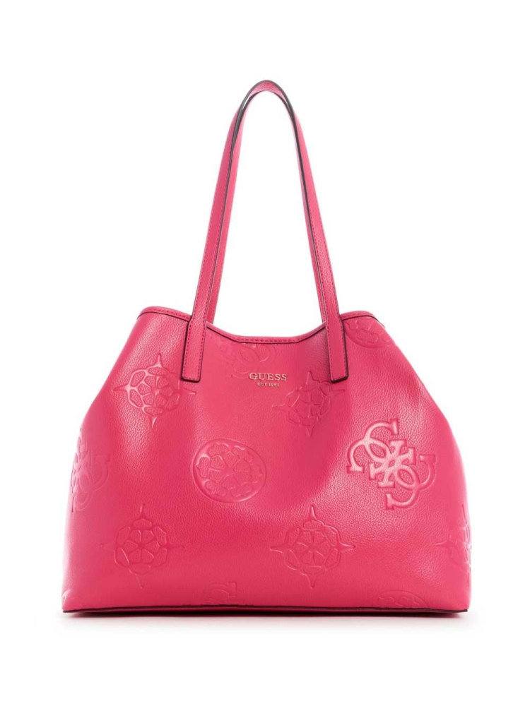 Pink Women's GUESS Vikky Logo Large Totes | USA79RWNEC