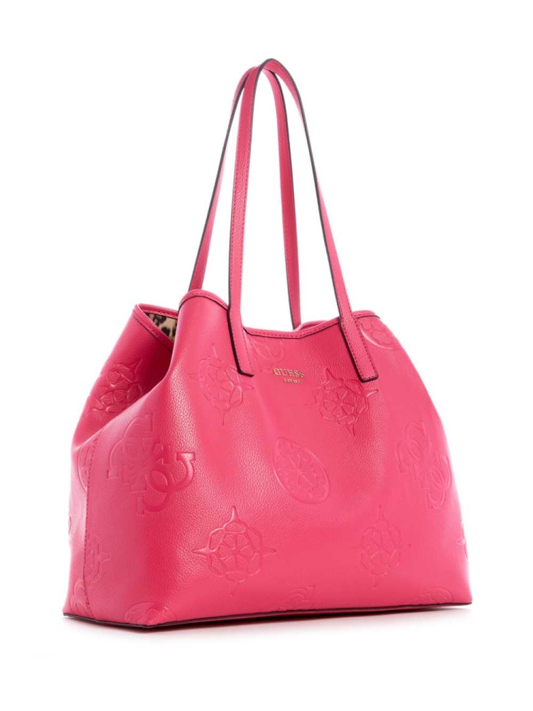 Pink Women's GUESS Vikky Logo Large Totes | USA79RWNEC