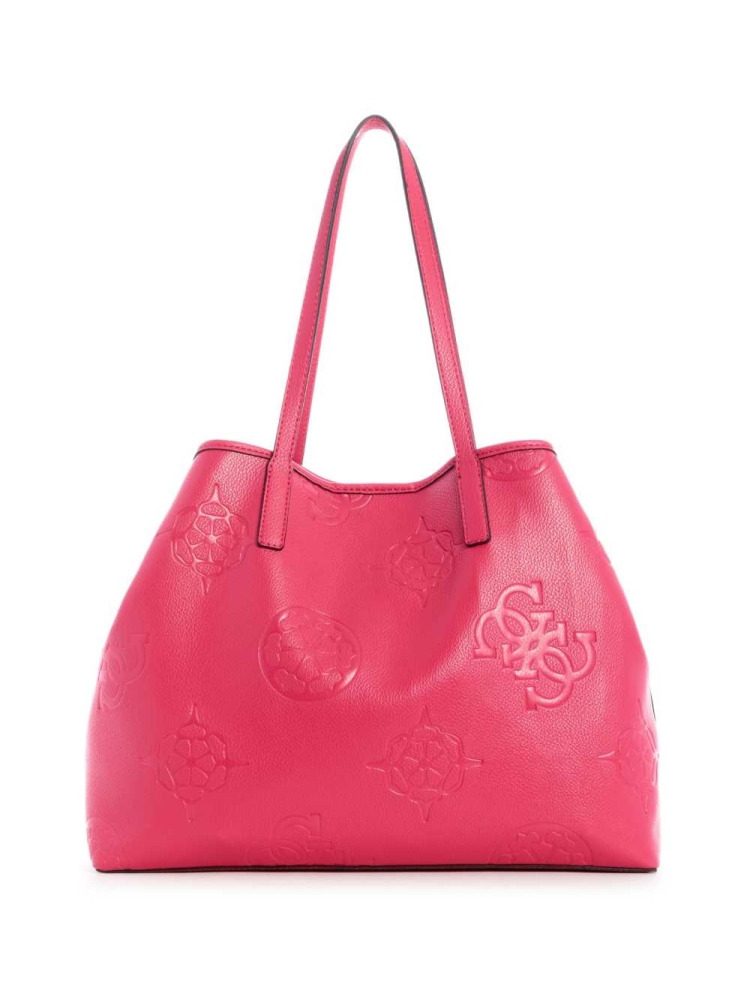 Pink Women's GUESS Vikky Logo Large Totes | USA79RWNEC