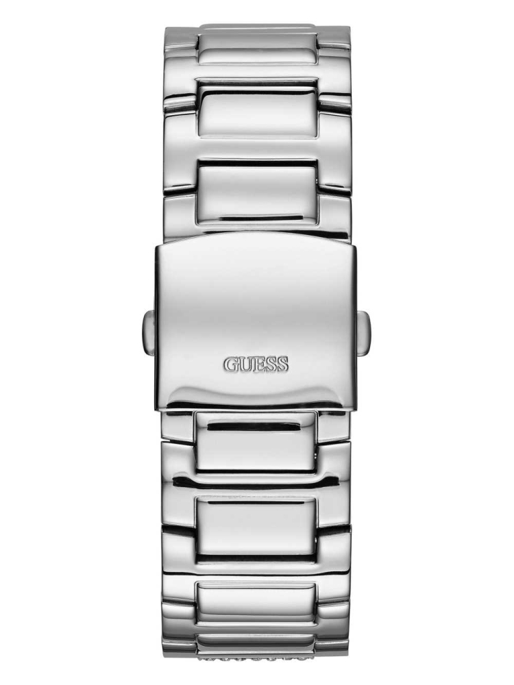 Platinum Men's GUESS Silver-Tone Multifunction Watches | USA38SQKNW