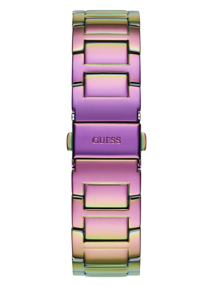 Purple Women's GUESS Iridescent Crystal Multifunction Watches | USA43XOHYC