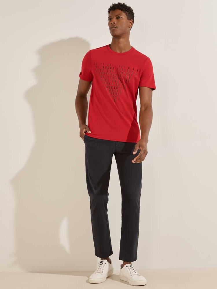 Red Men's GUESS Eco Keanu Logo T-Shirts | USA28QCPSV