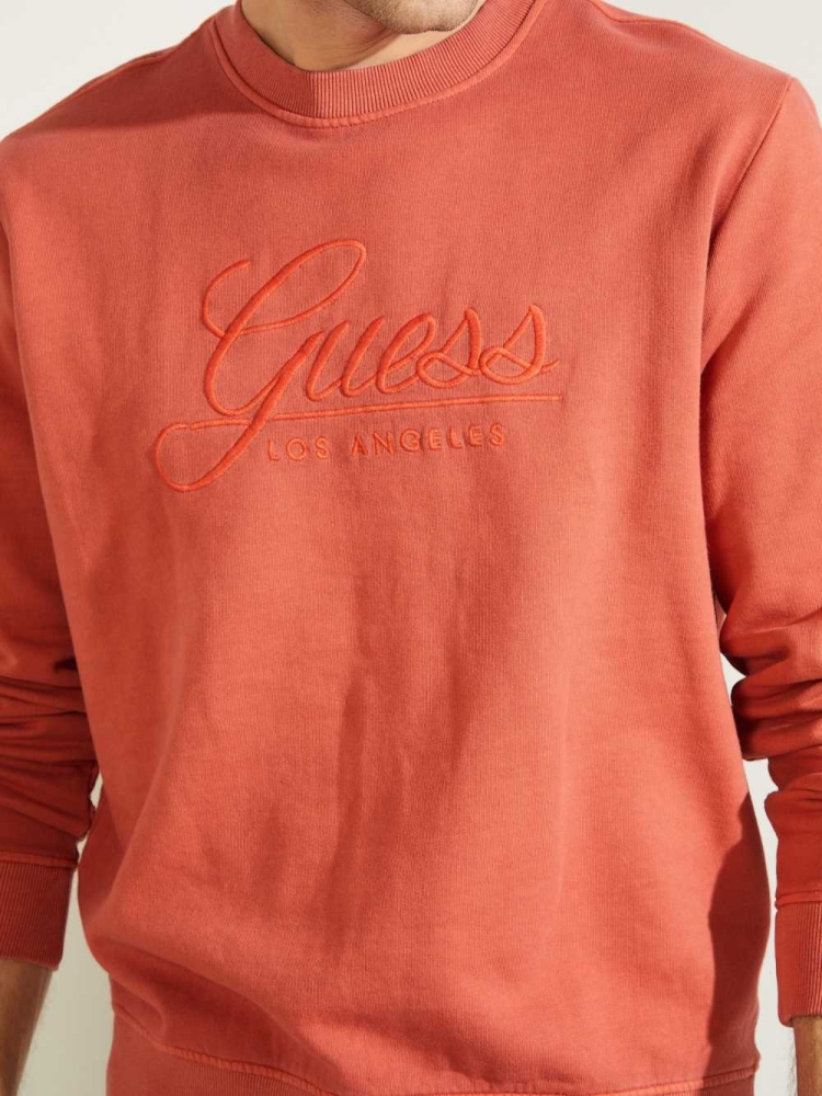 Red Men's GUESS Melvyn Pullover Sweatshirt | USA18YCUDO