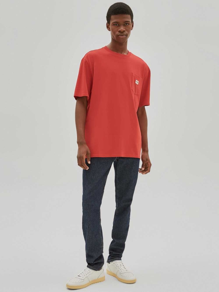 Red Men's GUESS Originals Pocket T-Shirts | USA18QUOHK