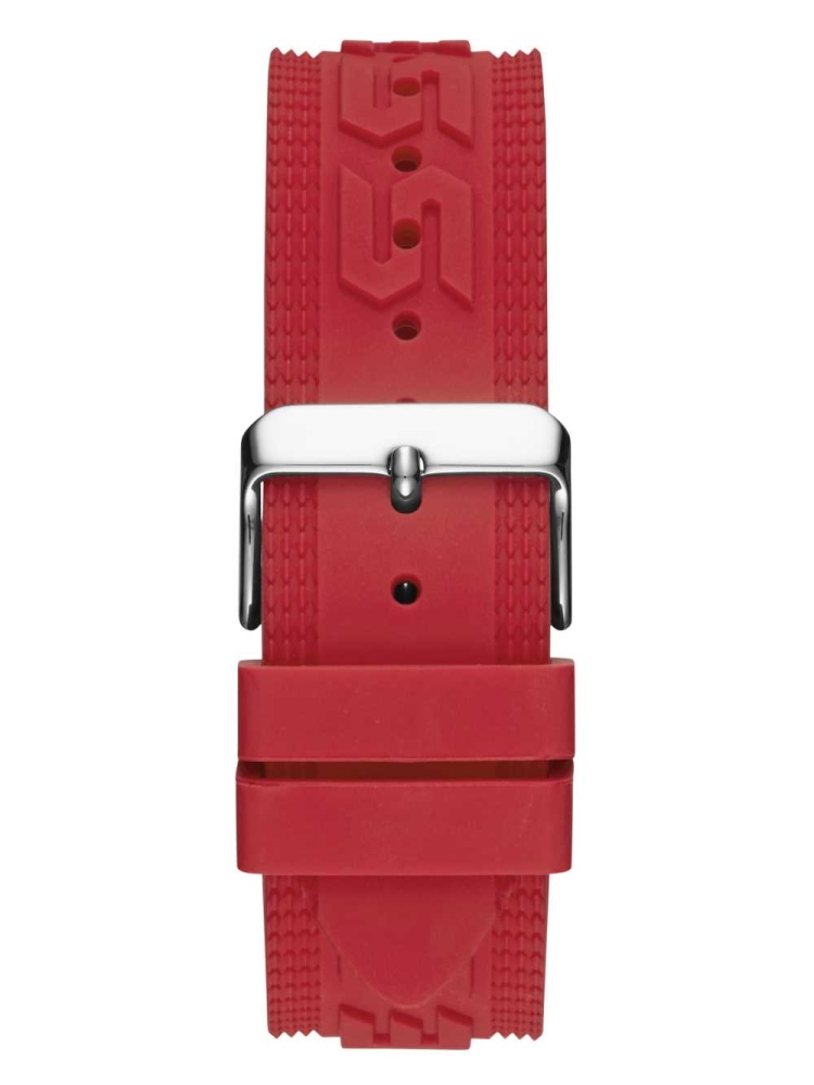 Red Men's GUESS Oversized Red Silicone Analog and Digital Watches | USA54OFINC