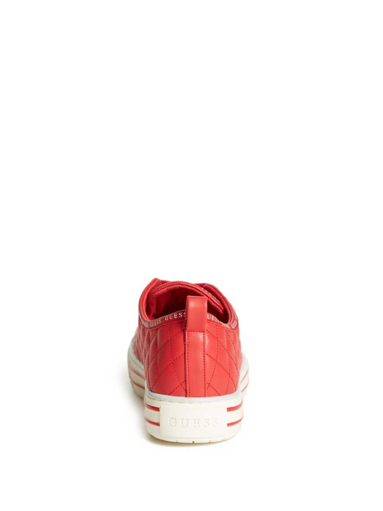 Red Multicolor Women's GUESS Quilted Low-Top Sneakers | USA38PTAHL