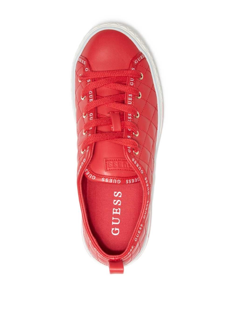 Red Multicolor Women's GUESS Quilted Low-Top Sneakers | USA38PTAHL