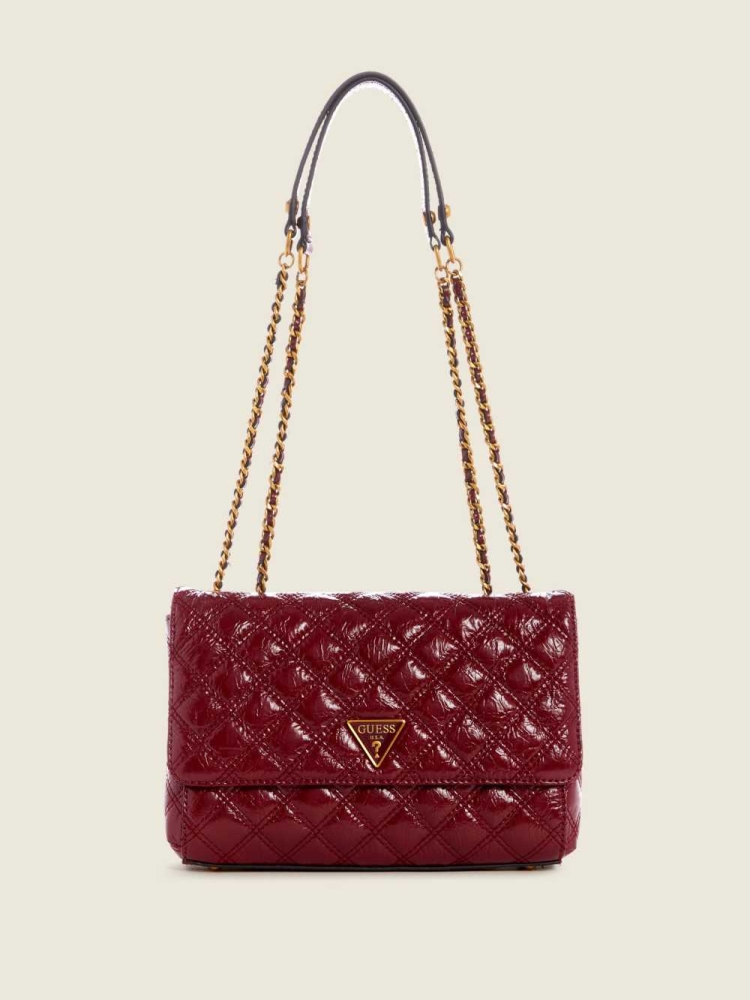 Red Women\'s GUESS Cessily Quilted Convertible Crossbodies | USA35GEZXL