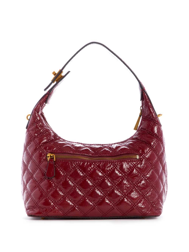 Red Women's GUESS Cessily Quilted Hobo Shoulder Bags | USA59QWLJP