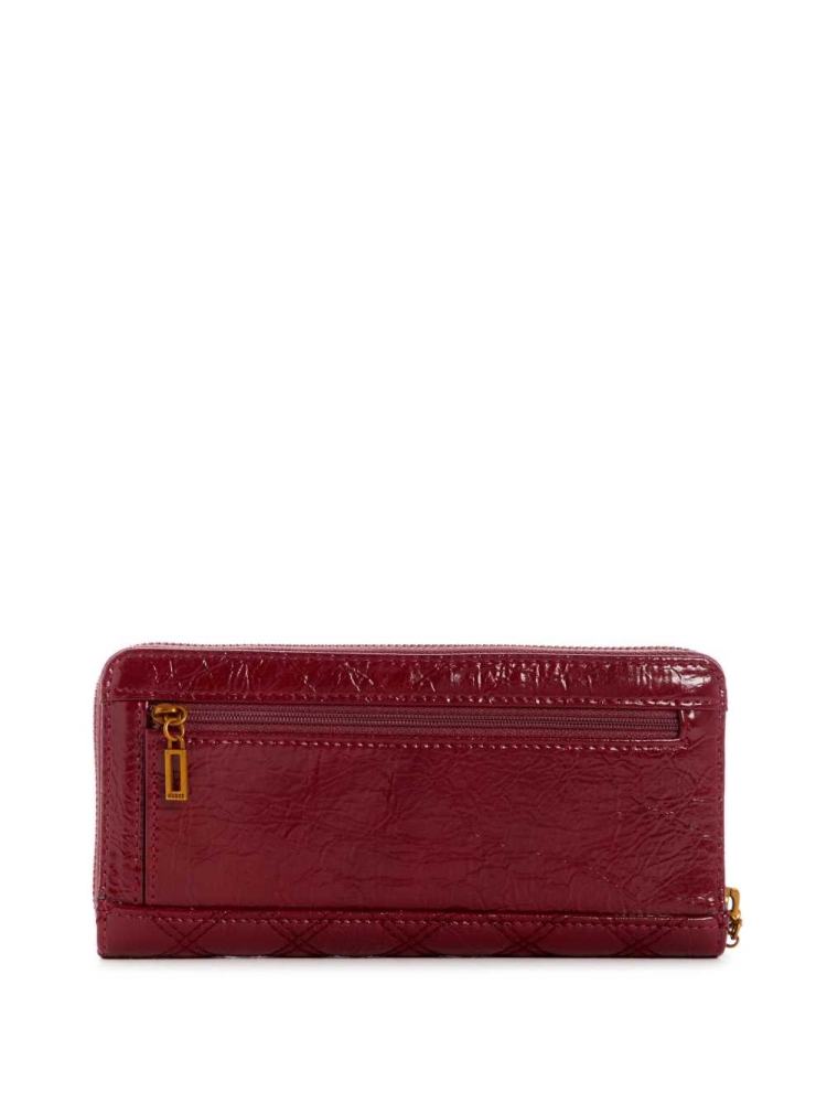 Red Women's GUESS Cessily Quilted Large Zip-Around Wallets | USA90VHYOA