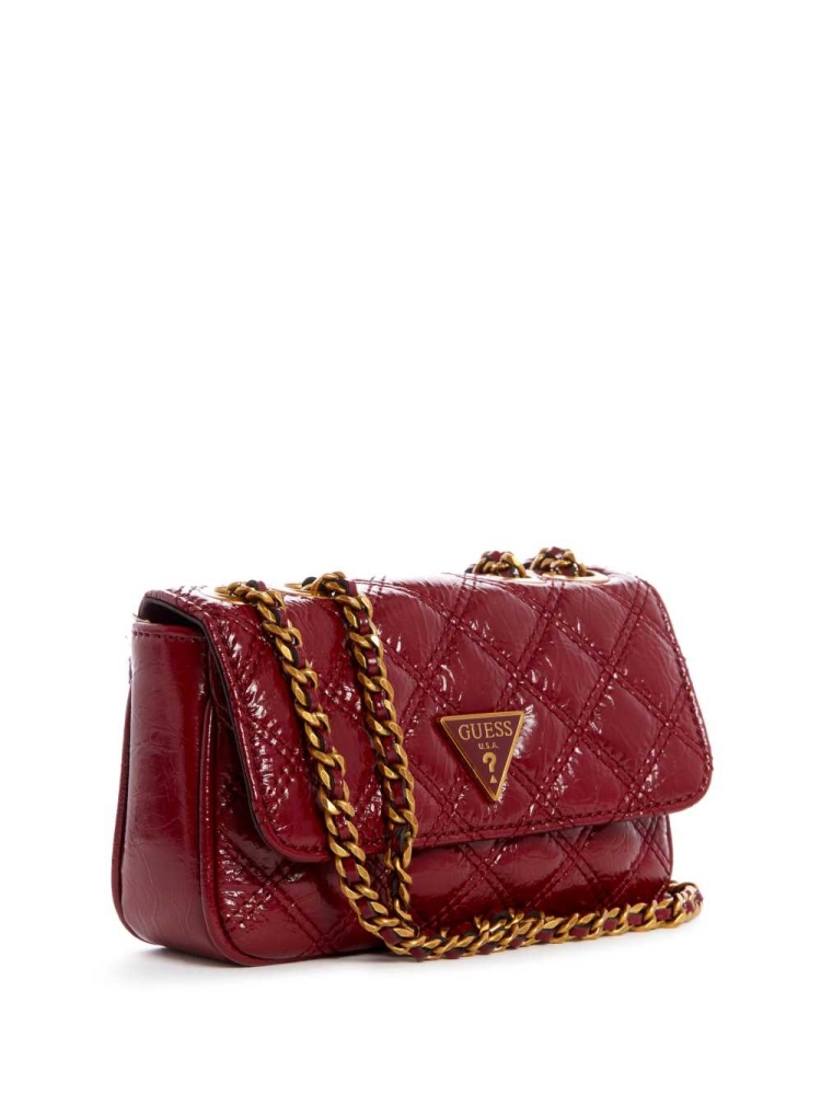 Red Women's GUESS Cessily Quilted Mini Convertible Crossbodies | USA19ZMREI