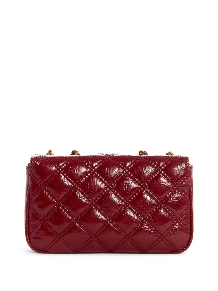 Red Women's GUESS Cessily Quilted Mini Convertible Crossbodies | USA19ZMREI