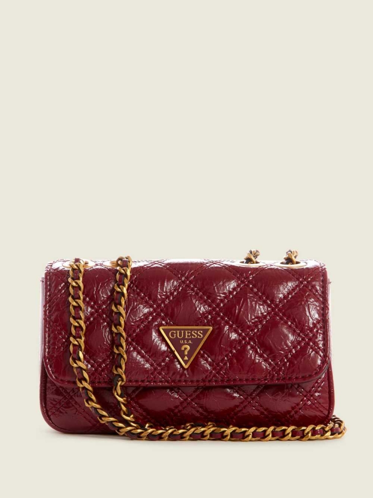 Red Women\'s GUESS Cessily Quilted Mini Convertible Crossbodies | USA19ZMREI