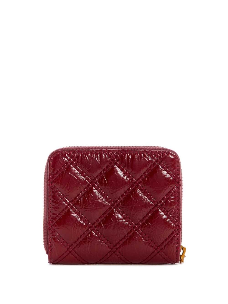 Red Women's GUESS Cessily Quilted Small Zip-Around Wallets | USA71AUGFE