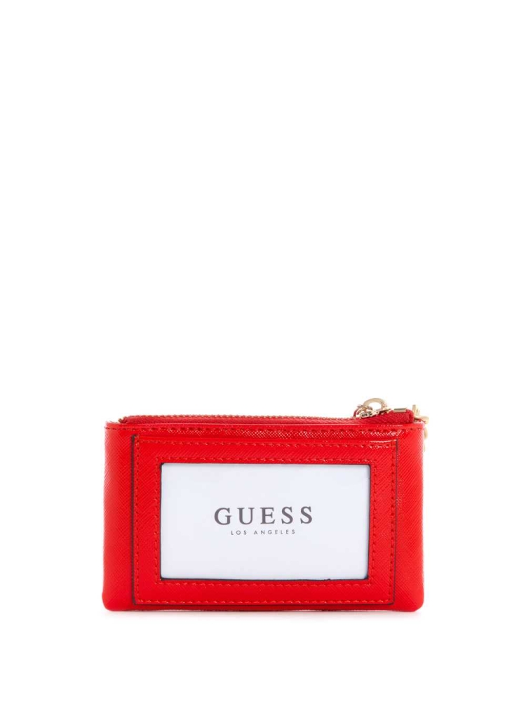 Red Women's GUESS Layla Zip Pouch Wallets | USA74UBFPM