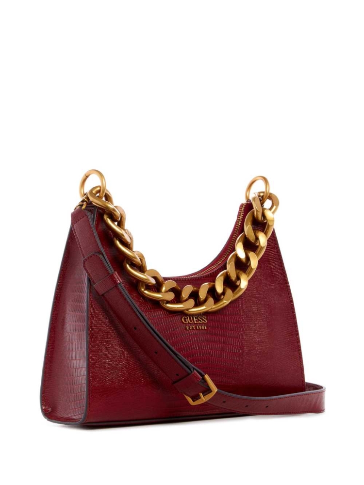 Red Women's GUESS Tullia Hobo Crossbodies | USA81RBZKW