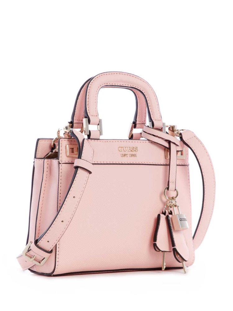 Rose Pink Women's GUESS Katey Mini Satchels | USA90RXZAG