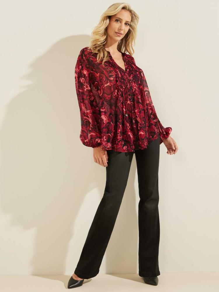 Rose Red Women's GUESS Eco Diamante Blouse | USA95RPGJY