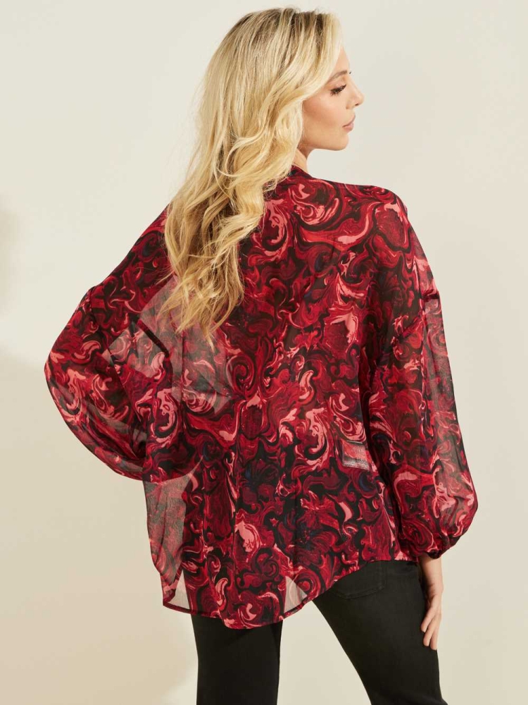 Rose Red Women's GUESS Eco Diamante Blouse | USA95RPGJY